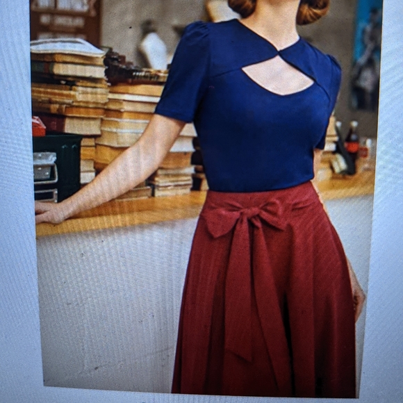 Women's High Waist A-Line Pockets Skirt Skater Flared Midi Skirt in Size M - Picture 9 of 9